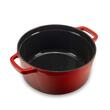 Oala din fonta emailata cu capac HAUSBERG HB-H746, capacitate 5L, diametru 26 cm, adancime 11 cm, interior antiaderent, Rosu