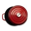 Oala din fonta emailata cu capac HAUSBERG HB-H746, capacitate 5L, diametru 26 cm, adancime 11 cm, interior antiaderent, Rosu
