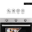 Pachet incorporabil Hausberg Cuptor HB-8053IN, Electric, Putere 2225 W, 71 l, 6 Functii, Ventilatie, Timer, Clasa A, Plita HB-580IN, aprindere electrica, gaz, 4 arzatoare, siguranta, Negru-Inox Hota HB-1285NG, 420 m3/h, 2 motoare, 60 cm, Negru-Inox