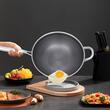 Tigaie wok 34cm Hausberg HB-H LUX 848 inox inducție interior fagure antiaderent