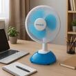 Ventilator birou Hausberg HB5550, 15W-20W, 15 cm, 2 viteze, alb-albastru