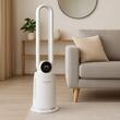 Ventilator turn digital Hausberg HB-5957AB, 65W, 12 viteze, 4 programe, ionizare negativa, temporizator 12h, oscilatie 40°, LED, telecomanda, alb