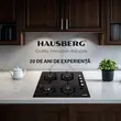 Plita incorporabila Hausberg HB-567NG, Gaz, 4 arzatoare, Sistem de siguranta GAZ, Gratar din fonta, Material Sticla, Negru