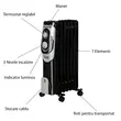 Calorifer electric Hausberg HB-8900NG, 1500 W, 7 elementi, 3 nivele de putere, termostat reglabil