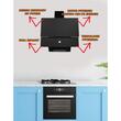 Hota Incorporabila decorativa Hausberg HB-2285NG, 163W , Filtru aluminiu, Putere de absorbtie maxim 650 m3/h, 60 cm, Negru