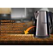 Cana electrica fierbator HAUSBERG HB-3620, 1800W, capacitate 2L, filtru, oprire automata, indicator luminos LED, termostat dublu, Inox
