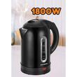 Fierbator apa electric HAUSBERG HB-3621NG, 1500 - 1800 W, 1.8 litri, rezervor de apa din otel inoxidabil, oprire automata la fierbere, rotire la 360 grade, protectie la supraincalzire, baza detasabila, negru