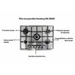 Plita incorporabila Hausberg HB-566IN, 5 arzatoare gaz, emailtat,  aprindere piezoelectrica, sistem de siguranta, Inox