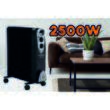 Calorifer electric Hausberg HB-8911NG, 2500 W, 11 elementi, 3 trepte de putere, Termostat reglabil, Protectie supra-incalzire, Protectie anti-rasturnare, Indicator luminos, Negru