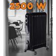 Calorifer electric cu ulei HAUSBERG HB-8925, 3 trepte, 1000-1500-2500 W, 11 elementi 110 mm x 580 mm, termostat reglabil, maner si rotite pentru o deplasare facila, indicator luminos functionare, negru