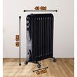 Calorifer electric cu ulei HAUSBERG HB-8925, 3 trepte, 1000-1500-2500 W, 11 elementi 110 mm x 580 mm, termostat reglabil, maner si rotite pentru o deplasare facila, indicator luminos functionare, negru