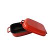 Oala din fonta emailata cu capac dublu scop HAUSBERG HB-H758, capacitate 4L, diametru 25x33 cm, adancime 10 cm, interior antiaderent, Rosu