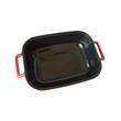 Oala din fonta emailata cu capac dublu scop HAUSBERG HB-H758, capacitate 4L, diametru 25x33 cm, adancime 10 cm, interior antiaderent, Rosu