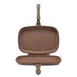 Tigaie Dubla Grill Hausberg HB-H1540PO, interior antiaderent, 36 cm, marmura, Portocaliu