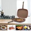 Tigaie Dubla Grill Hausberg HB-H1540PO, interior antiaderent, 36 cm, marmura, Portocaliu
