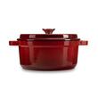 Oala din fonta emailata cu capac HAUSBERG HB-H744, capacitate 4L, diametru 24 cm, adancime 11 cm, interior antiaderent, Rosu