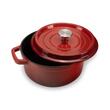 Oala din fonta emailata cu capac HAUSBERG HB-H744, capacitate 4L, diametru 24 cm, adancime 11 cm, interior antiaderent, Rosu