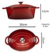 Oala din fonta emailata cu capac HAUSBERG HB-H750, capacitate 4.5L, diametru 30x23 cm, adancime 12 cm, interior antiaderent, Rosu