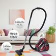 Aspirator fara sac Hausberg HB-2820RS, 2200 W, 4.5 litri, 85dB, filtru lavabil, sistem multi-ciclon, Negru/Rosu