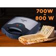 Sandwich maker 3 in 1 HAUSBERG HB-3514IN, 700-800 W, 3 placi detasabile anti-aderente, Termostat, Negru/Inox