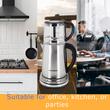 Aparat digital preparare ceai HAUSBERG HB-3640IN, 1500W, cana 1.7L, ceainic 1L, panou din otel inoxidabil cu afisaj digital, termostat, Inox