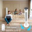 Ventilator turn Hausberg HB-5952AB, 55W, 38 inch, 3 viteze, temporizator 24h, LED, oscilatie, telecomanda, alb