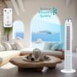 Ventilator turn Hausberg HB-5952AB, 55W, 38 inch, 3 viteze, temporizator 24h, LED, oscilatie, telecomanda, alb