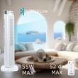 Ventilator turn digital Hausberg HB-5953AB, 55W, 41 inch, 3 viteze, 3 moduri, temporizator 24h, LED, oscilatie, telecomanda, difuzor parfum, alb