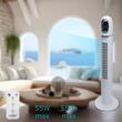 Ventilator turn digital Hausberg HB-5958AB, 55W, 45 inch, 3 viteze, temporizator 24h, LED, oscilatie, telecomanda, alb