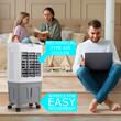 Racitor de aer portabil Hausberg HB-5961AB, 75W, rezervor 20L, 3 viteze, control mecanic, 2 cutii gheata, alb