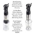 Blender 2 in 1 HAUSBERG HB-7704IN cu putere 1000W, Mixer vertical profesional, 10 trepte de viteza si functie Turbo, Capacitate pahar 700 ml , Multifunctional, Negru