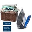 Mini fier de calcat Hausberg HB-7810BL, 1000 W, De voiaj, 75 ml, Ceramica, Auto curatarе, Alb-Albastru