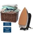 Fier de calcat Retro HAUSBERG HB-7817NG, 1000-1200W, Talpa acoperit ceramic turnat, Termostat, 6 Setari temperatura, Indicator luminos, Protectie supraincalzire, Temperatura 200°C, Negru