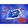 Fier de calcat Hausberg HB-7880BL, 2300W, Talpa cu invelis ceramic, rezervor apa 400ml, Alb/Albastru