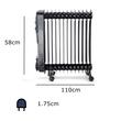Calorifer electric cu ulei HAUSBERG HB-8935, 3 trepte, 1000-1500-2500 W, 13 elementi 110 mm x 580 mm, termostat reglabil, maner si rotite pentru o deplasare facila, indicator luminos functionare, negru