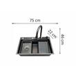 Set chiuveta multifunctionala HAUSBERG HBC-9950NG din otel inoxidabil, baterie dubla, cuva perforata fructe/legume, cuva universala cu dop scurgere, tocator, 750x460x220 mm, accesorii incluse, Negru