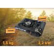 Aragaz portabil 2 in 1 camping Ertone ERT-MN232, Pentru butelie spray si standard, 2.2 kW, Aprindere piezo, Negru
