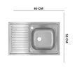 Chiuveta bucatarie Freddo SN8001D, montaj pe masca, dimensiune 80x50 cm, 13 cm adancime, cuva pe dreapta, finisaj anticalcar, inox
