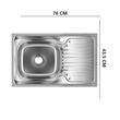 Chiuveta bucatarie Sanitec SN7002S, pentru blat 76X43.5cm, cuva stanga, adancime 16cm, anticalcar, inox