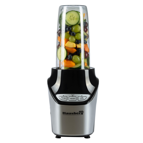 Blender 2 in 1 , putere 1000W, Hausberg HB7705NG, Nutrition Extractor,8 piese, Negru