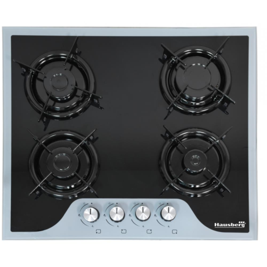 Plita Incorporabila Hausberg HB-564, 4 arzatoare, Gaz, Design modern, Sticla