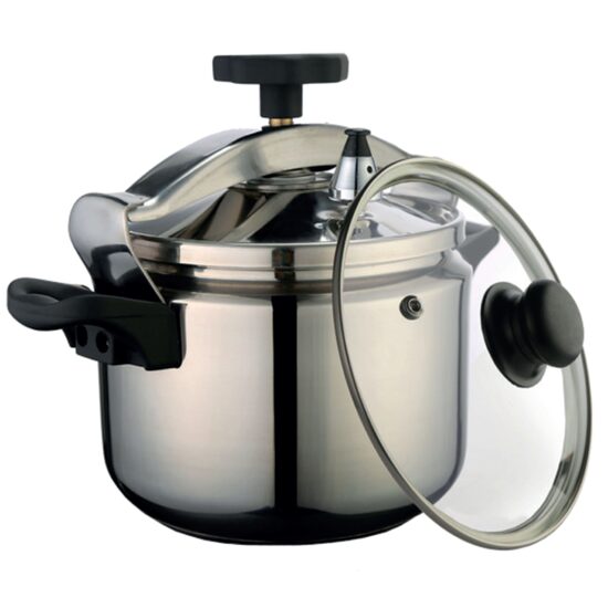 Oala sub presiune Ertone MN-302, 8L, inox, capac sticla, inductie, garnitura silicon suplimentara