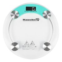 Cantar corporal HAUSBERG HB-6000BL, display LCD, inchidere automata, indicator baterie, 180 kg, Sticla transaparenta, Bleu