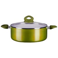 Oala ceramica Hausberg HB-H713GA nr. 22, aluminiu, interior antiaderent, manere silicon, galben