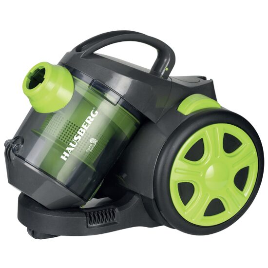 Aspirator fara sac Hausberg HB-2090VR, 1500W, capacitate 1.5 L, aspirare uscata, ciclonic, filtru HEPA, Alb-Verde