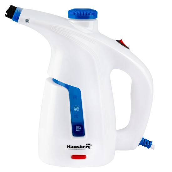 Aparat de calcat vertical cu abur HAUSBERG HB-7886BL, 1000 W, 200 ml, 2 accesorii, alb-bleu