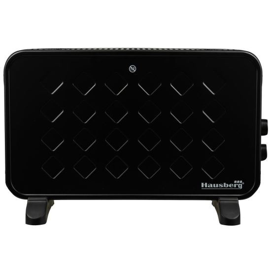 Convector electric Luxury HAUSBERG HB-8220, 2000W, 2 trepte de putere, termostat, protectie supraincalzire, indicator luminos, functie Turbo, Negru