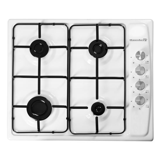Plita incorporabila Hausberg HB-561, Aprindere electrica, Gaz, 4 arzatoare, Alb