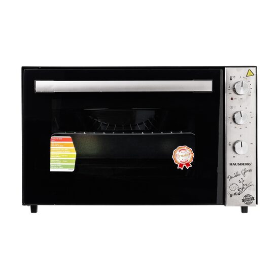 Cuptor electric Hausberg HB-8020 capacitate 70l, ventilator turbo, Lampa interior, geam dublu, Negru