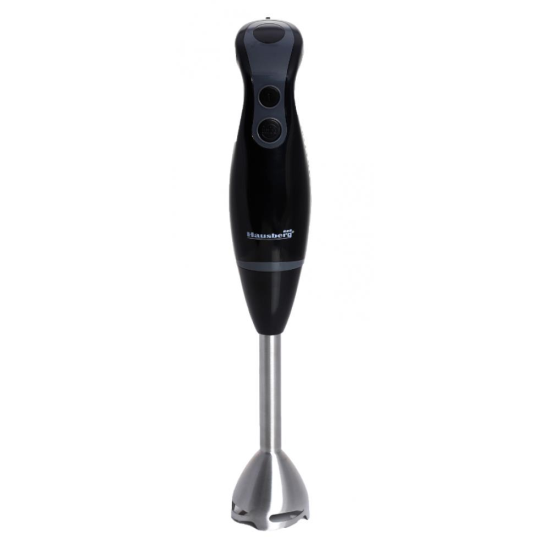 Blender de mana Hausberg HB-7672NG, 300 W, Lama din otel inoxidabil,Tija de otel inoxidabil, 2 viteze, Negru